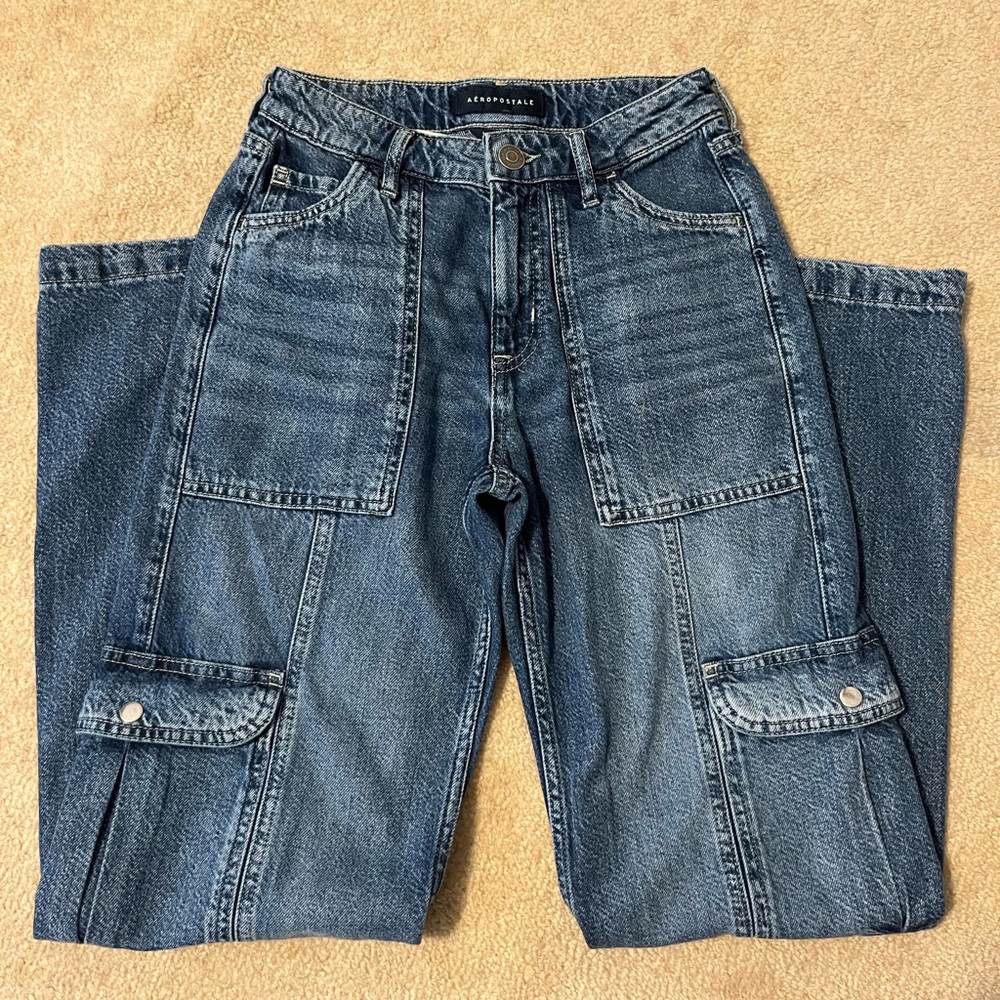 Aéropostale Dark Wash 00R Utility Cargo Jeans